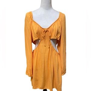 Wild Fable Plus Size Orange Cutout Long Sleeve Dress